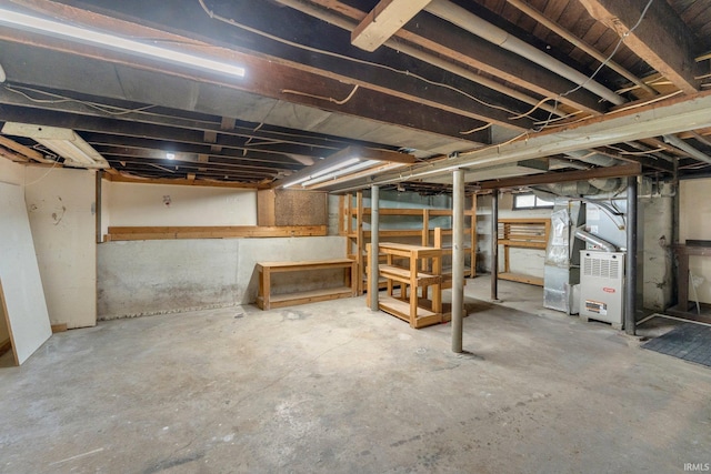 basement with heating unit