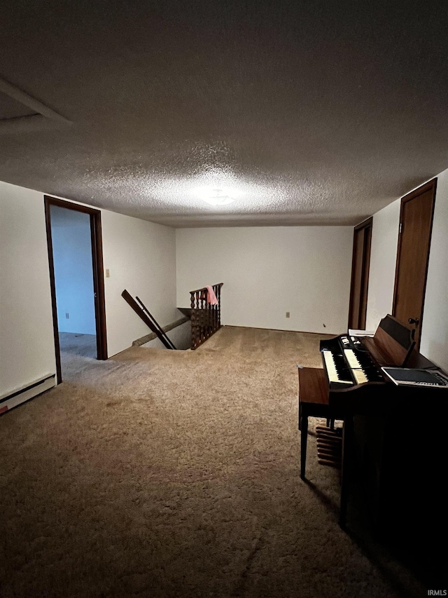 interior space with a textured ceiling