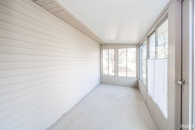 view of unfurnished sunroom