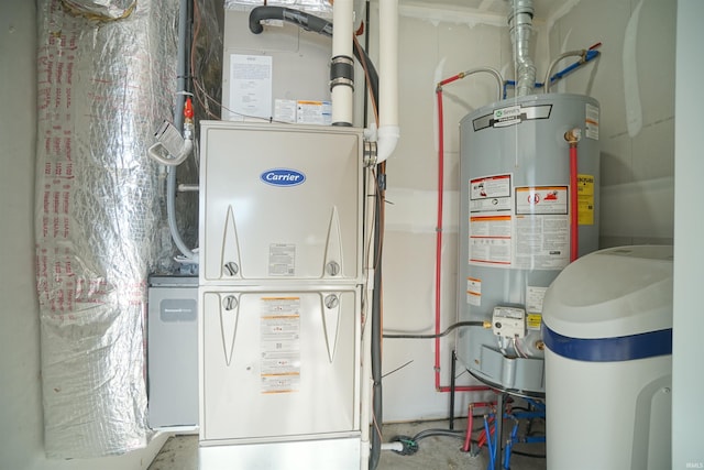 utilities featuring water heater and heating unit