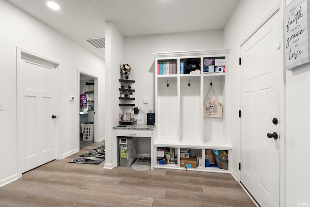 mudroom featuring light hardwood / wood-style flooring