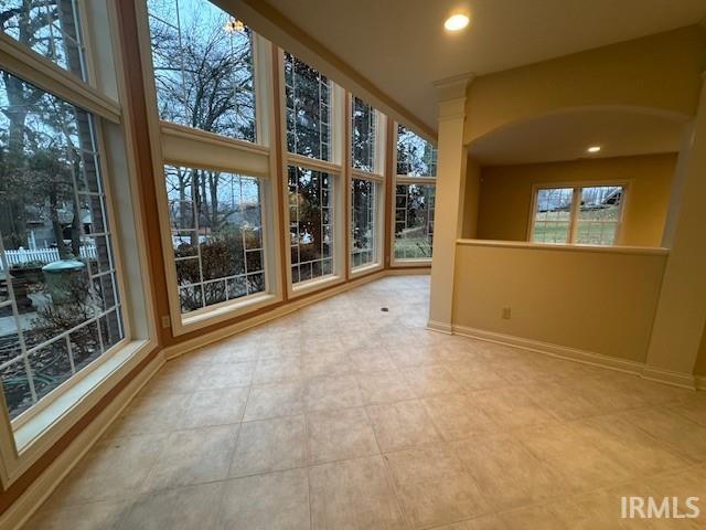 view of unfurnished sunroom