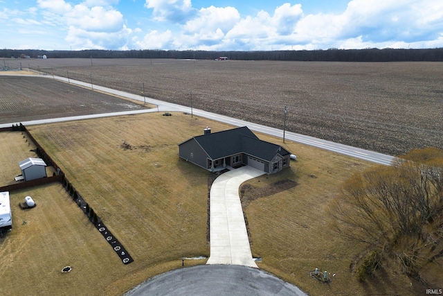 drone / aerial view with a rural view