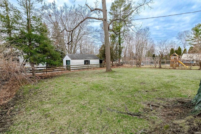 view of yard with a playground