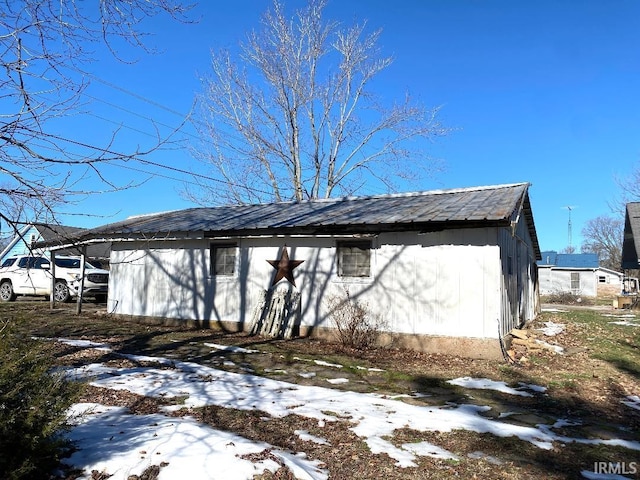 view of snow covered property