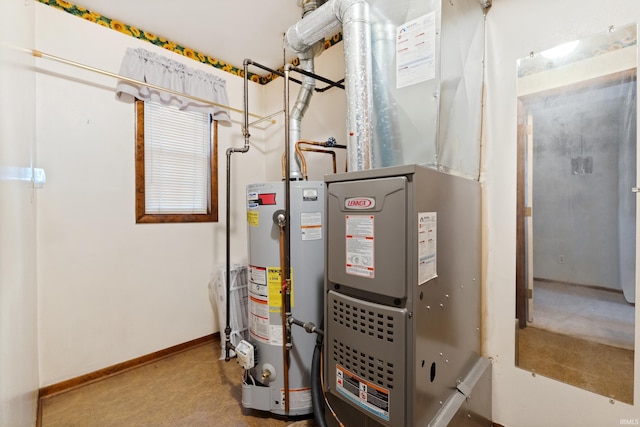 utility room with water heater