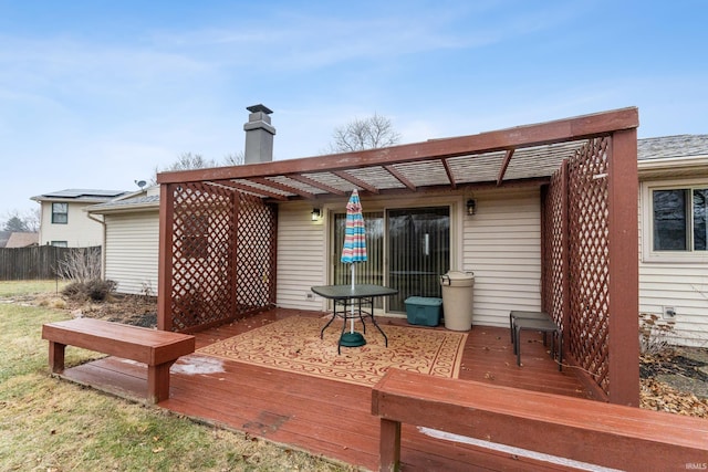 back of property with a wooden deck