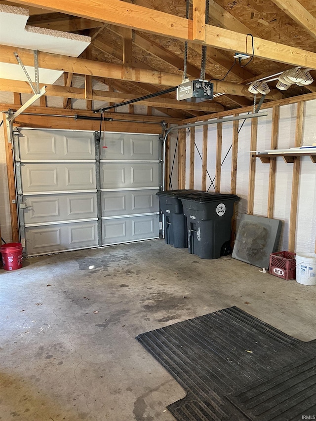 garage with a garage door opener