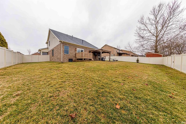 4595 Fieldcrest Place Cir, Newburgh, IN 47630 - view of yard with a fenced backyard, a gazebo, and a wooden deck