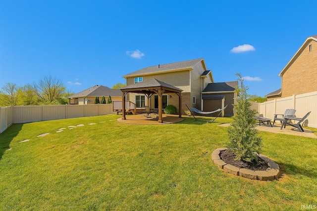 4595 Fieldcrest Place Cir, Newburgh, IN 47630 - back of house featuring a gazebo, a patio, and a fenced backyard