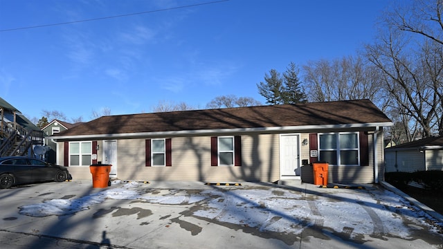 view of single story home