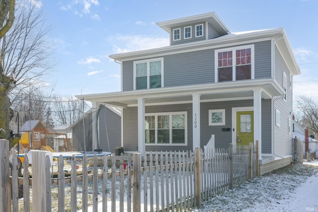 view of front of home featuring covered porch