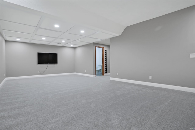 basement featuring carpet flooring