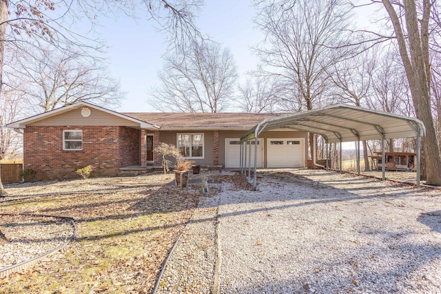 ranch-style house with a carport and a garage