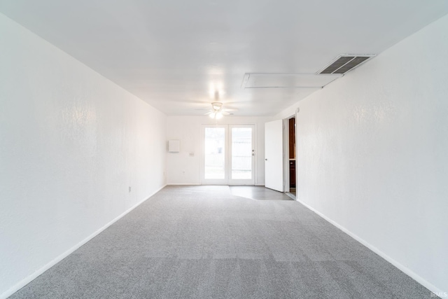 carpeted empty room with ceiling fan