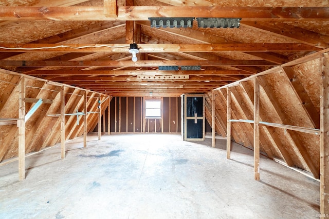 view of unfinished attic