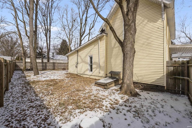 view of snow covered property