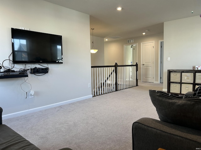 living room featuring carpet