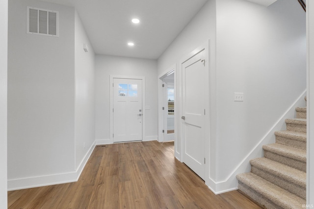 entrance foyer featuring wood-type flooring