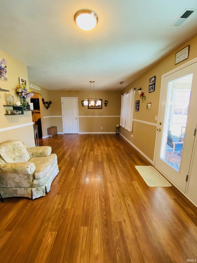 living room with wood-type flooring