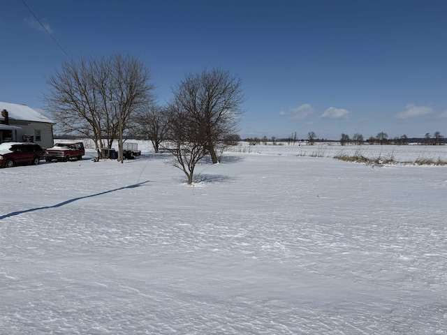 view of yard covered in snow