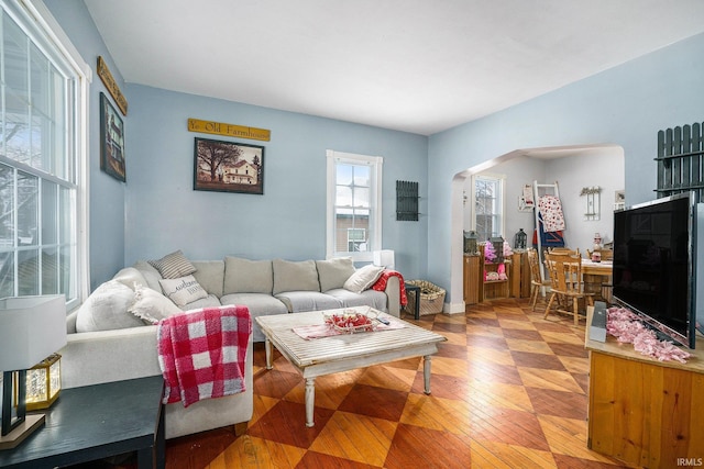 living room featuring wood-type flooring