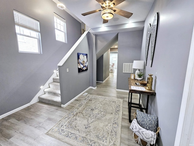 interior space with light hardwood / wood-style floors