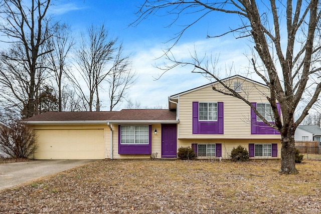 split level home with a garage