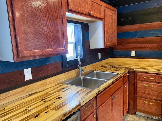 kitchen featuring sink and butcher block counters