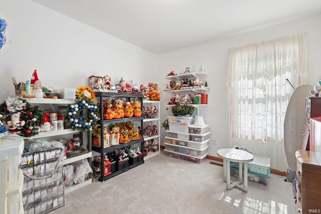 game room with carpet floors