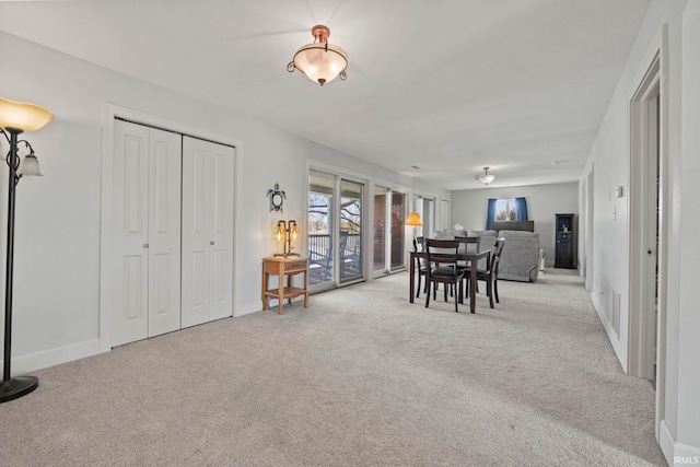 view of carpeted dining room