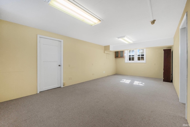 basement with light carpet