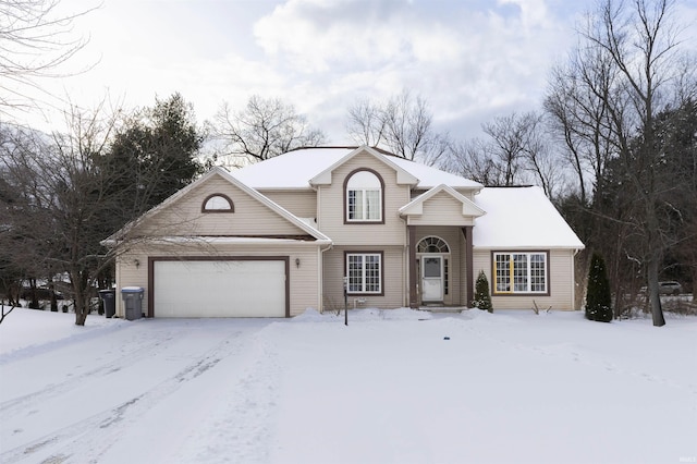 view of front property with a garage