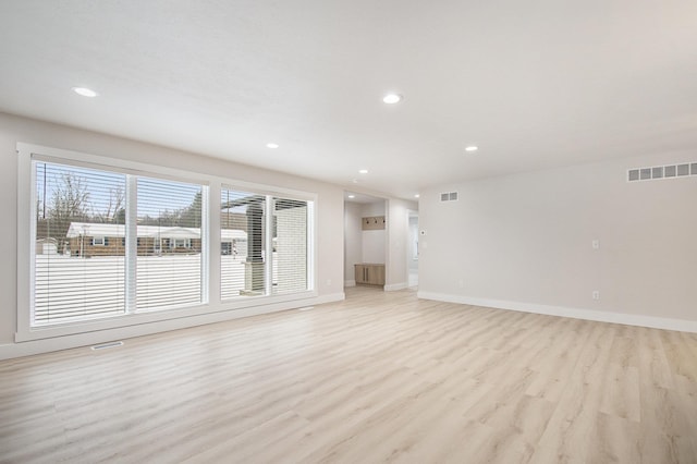 unfurnished living room featuring light hardwood / wood-style flooring