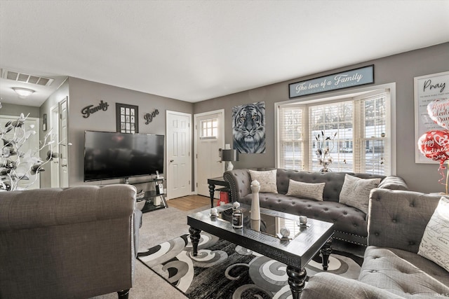 living room with light hardwood / wood-style floors