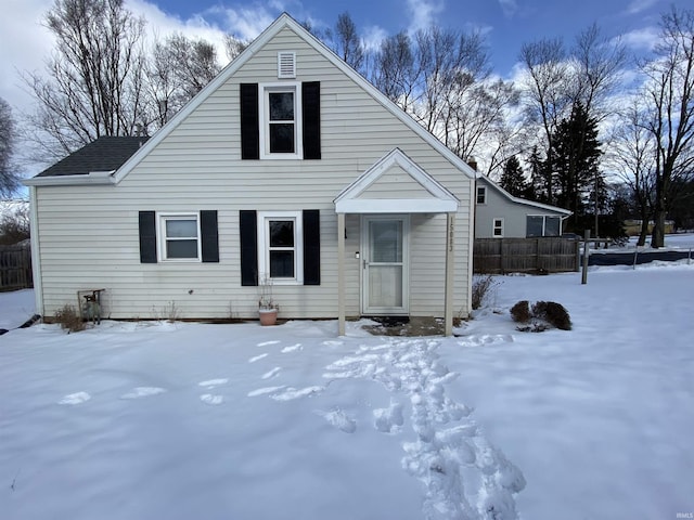 view of snow covered front of house