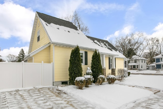 view of snowy exterior