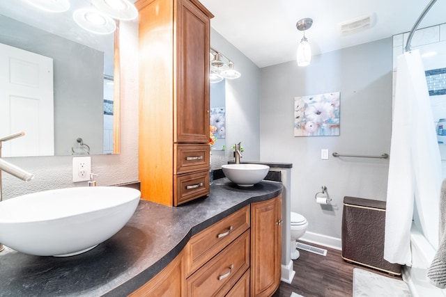 full bathroom featuring double vanity, visible vents, and a sink