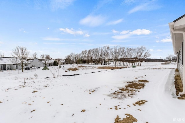 view of yard layered in snow