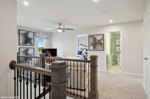 8973 Belmont Woods, Fort Wayne, IN 46835 - interior space featuring recessed lighting, baseboards, light carpet, and an upstairs landing
