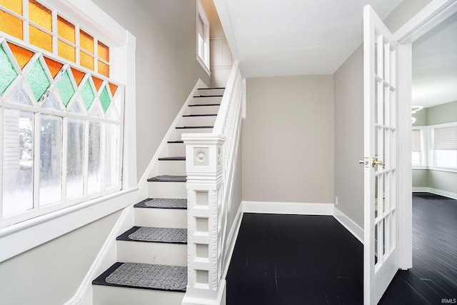 602 N Harrison St, Alexandria, IN 46001 - stairway featuring baseboards and wood finished floors