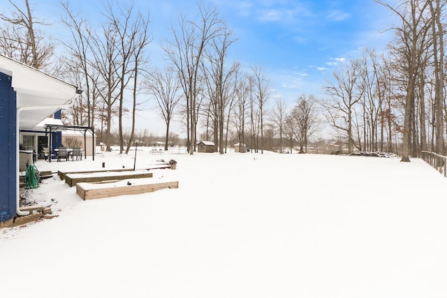 view of yard covered in snow