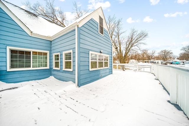 view of snow covered exterior