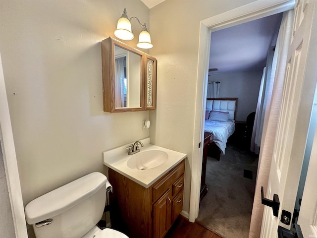 ensuite bathroom with toilet, vanity, and ensuite bathroom