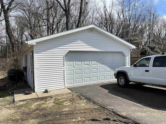 view of detached garage