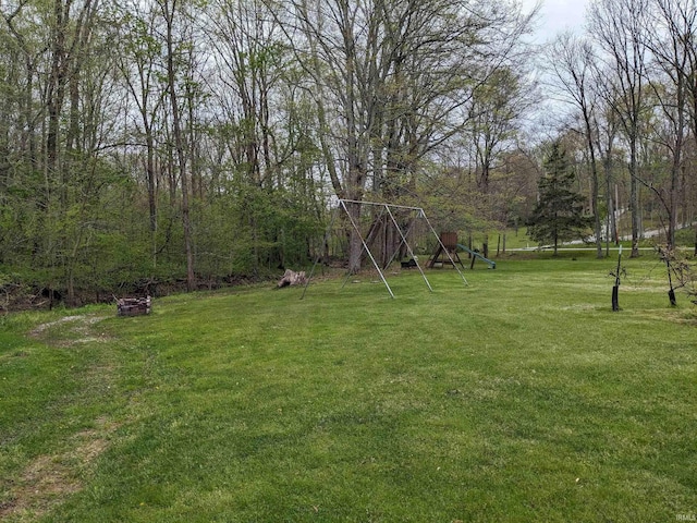 view of yard with a playground