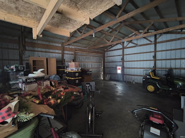 garage featuring metal wall