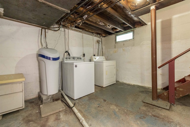 basement with separate washer and dryer