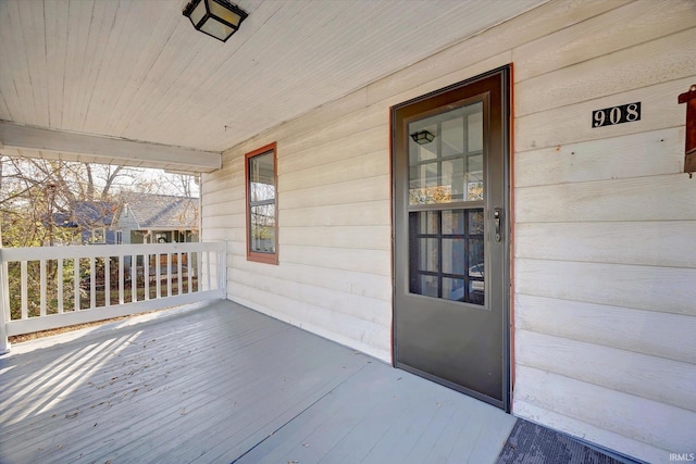 wooden deck featuring a porch