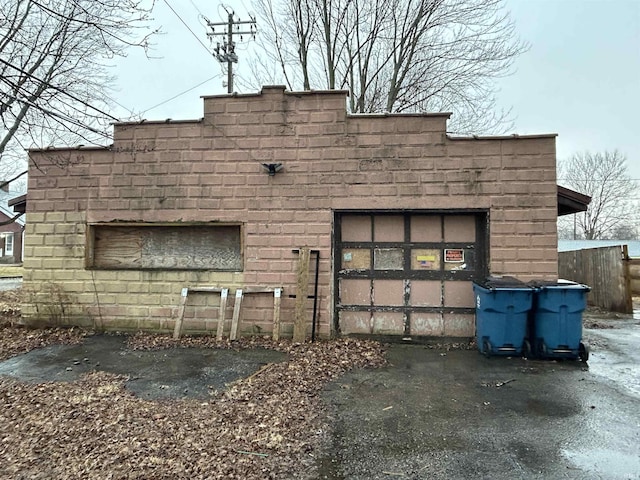 exterior space with a garage